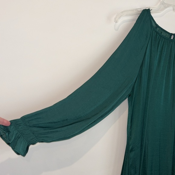 Old Navy Green Cold Shoulder Satin‎ Swing Dress Womens Medium - Picture 6 of 9